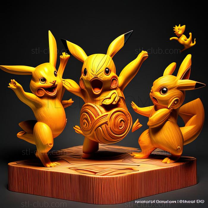 Anime Dancing With the Ducklett Trio Pikachu VS Meguroco VS K